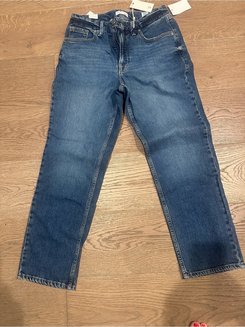Good American Straight Leg Jeans in Blue Denim
